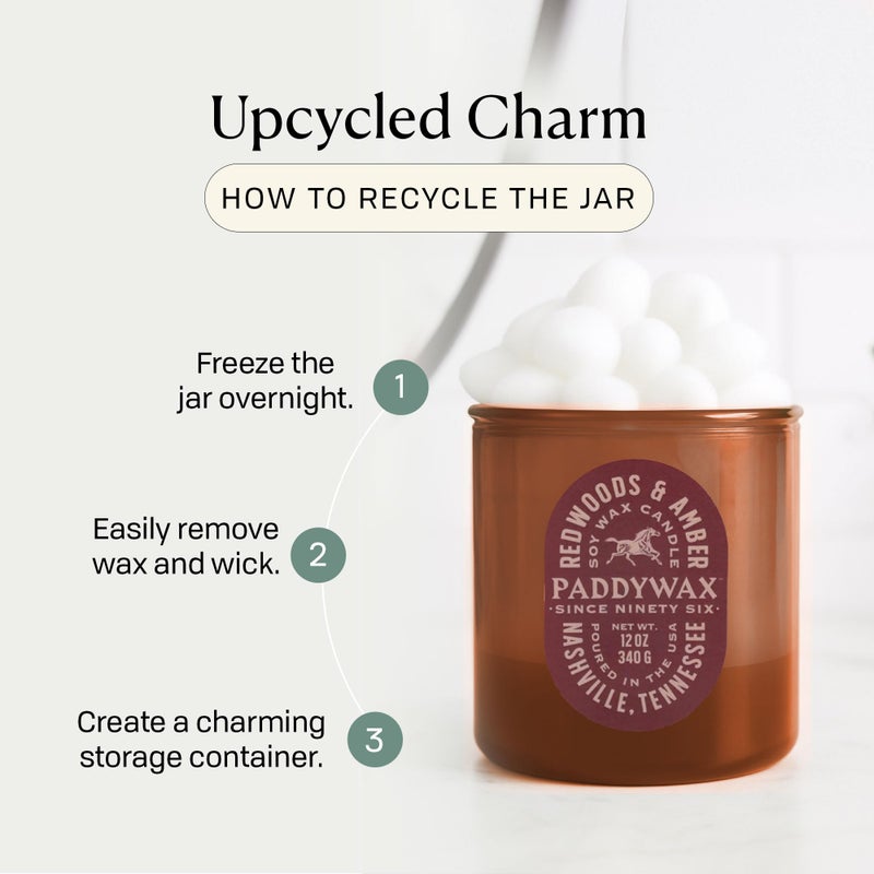 Paddywax Vista Scented Candle with Lid in Reusable Tonal Glass Jar, Clean-Burn 2-Wick Soy Candle with Approx. 84 Hour Burn Time, Decorative Gift Candles for Home, Redwoods & Amber, 12 oz - Image 5